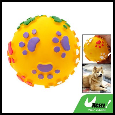 Vinyl Squeaker Yellow Ball Toy for Pet Cat & Dog