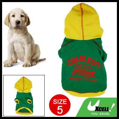 free shipping: Cotton Pet Dog Winter Clothes Green & Yellow