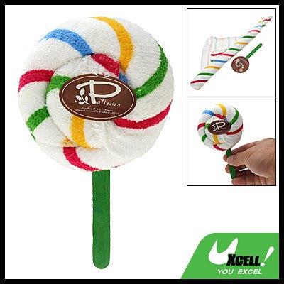 Colorful Strap Pattern White Washcloth Hand Towel Shaped Swirl Lollipop