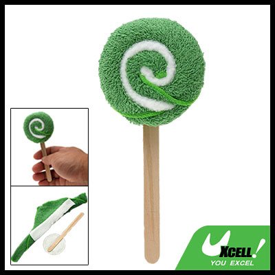 Small Towel Washcloth Shaped Green Swirl Lollipop for Kids