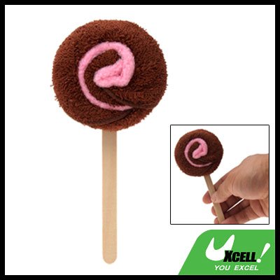 Charming Brown Hand Towel Washcloth Shaped Swirl Lollipop Gift