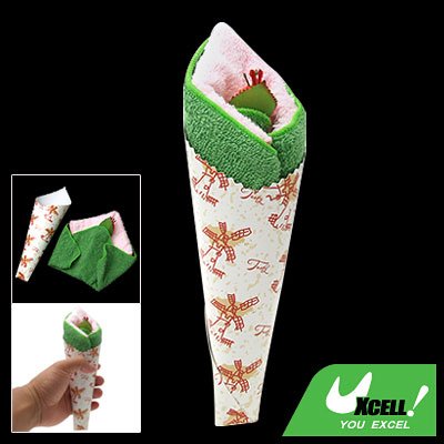 Pancake Pink Green Towel Shaped Cake for Keepsake Gift