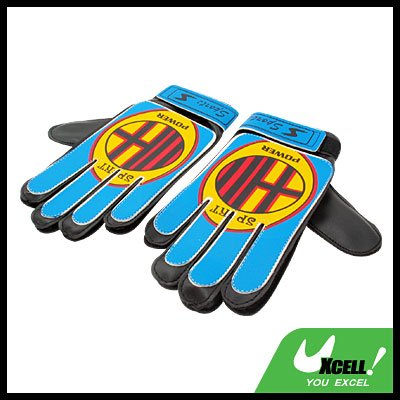 Football Soccer Ball Goalkeeper Gloves Blue and Yellow