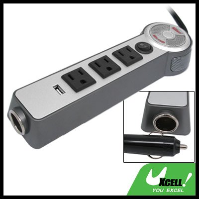 Multifunction Car Power Charger Adapter with USB AC Socket and Fan (12V to 110V)