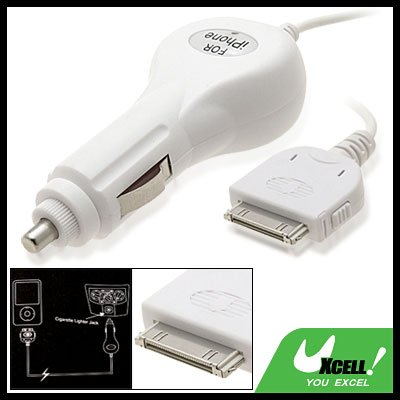 Compact Car Charger Adapter for Apple iPod Nano iPhone 3G White