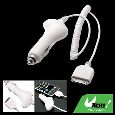 Car Charger Adapter for Apple iPod Nano iPhone 3G White