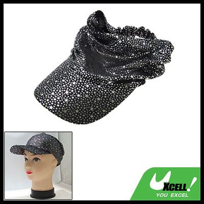 Black Soft Cloth Sun Hat Fishing Cap w. Star Pattern