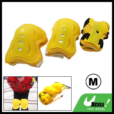 Sports Skating Yellow Elbow Knee Wrist Support Protector
