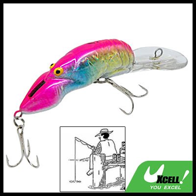 Clown Shrimp Fishing Lure Bait w. Split Treble Hooks