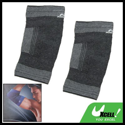 2PCS Gray Sports Elastic Elbow Joint Support Protector Size L