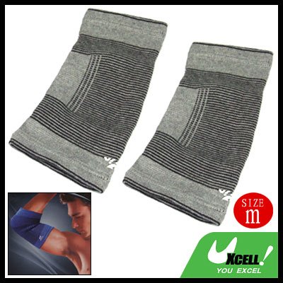 Gray Elastic Sports Elbow Support Joint Protector 2PCS