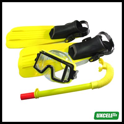 NEW Surf Surfing Scuba Diving Swimming Gear Fins Flippers + Mask + Snorkel - Yellow