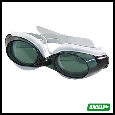 Swimming Goggles Glasses & Ear-Plugs / Nose Clip - Tinted + White Frame