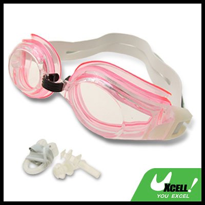 Crystal Pink Swim Swimming Goggles with White Strap