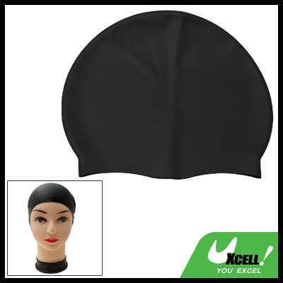 Black Competition Durable Silicone Swim Swimming Cap Hat