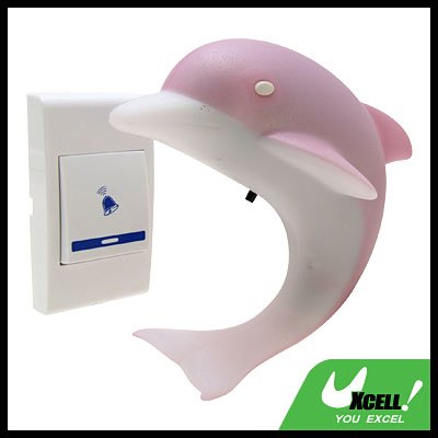 Wireless Pink Dolphin Remote Control Chime Doorbell + Delicate Night Light (German Plug)