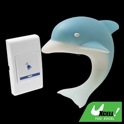 Sky Blue Dolphin Remote Control Wireless Doorbell Night Light (German Plug)