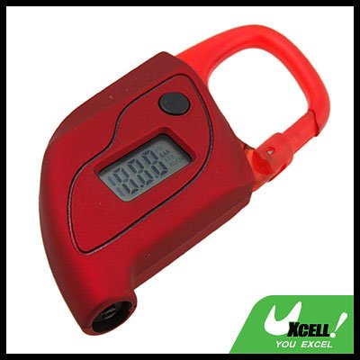 Mini Key ring Digital LCD Tire Gauge with Compass (CC-108) - Red