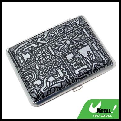 Classical Slim Leather 16 Cigarette Box Case Holder - Egyptian hierograph
