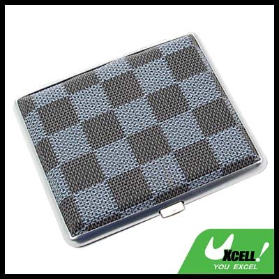Classical Slim Leather 18 Cigarette Box Case Holder - Blue Checker