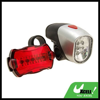 6 LED Bike Headlight 5 LED Rear Flash Light Lamp Bicycle Torch