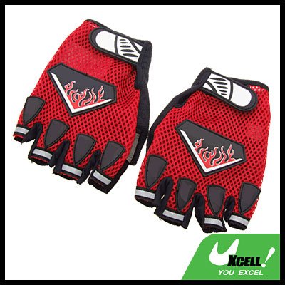 Large Sports Mountain Bike Driving Fingerless Gloves Red