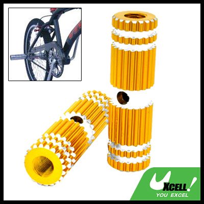 Uneven Two Golden BMX Bicycle Bike 3/8" Axle Steel Foot Pegs