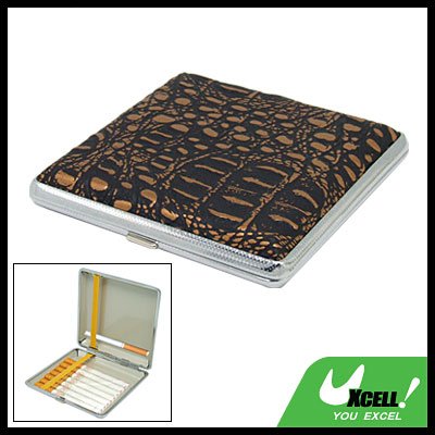 Metal Case Holder with Leather Cover for 20 Cigarette