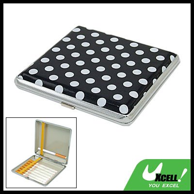 White Dots Design 20 Cigarette Hard Case Metal Holder