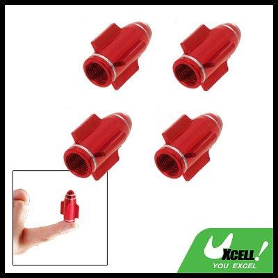 4Pcs Aluminium Bullet Car Wheel Tyre Valve Dust Cap Cover Red (ZHB-510)