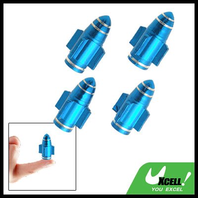 Blue 4Pcs Aluminium Bullet Car Wheel Tyre Valve Dust Cap Cover (ZHB-510)