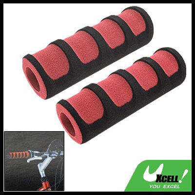 Pair Road Bike Bicycle Foam Handle Bar Grips Black and Red