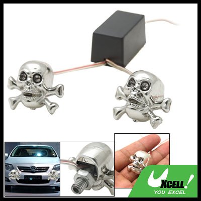 Flash Light Skull Shape Blue Red LED Car Light Lamp 12V