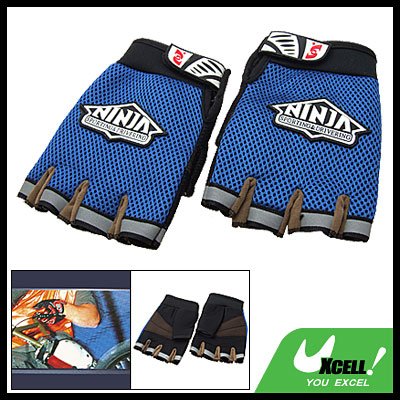 Men's Mountain Bike Driving Sports Fingerless Gloves Blue