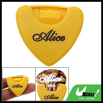 Yellow Durable Plastic Guitar Pick Holder Carrying Case