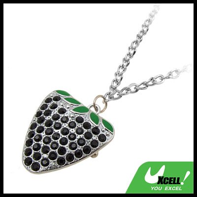 Fashion Jewelry Black Artifical Crystal Style Strawberry Necklace Watch