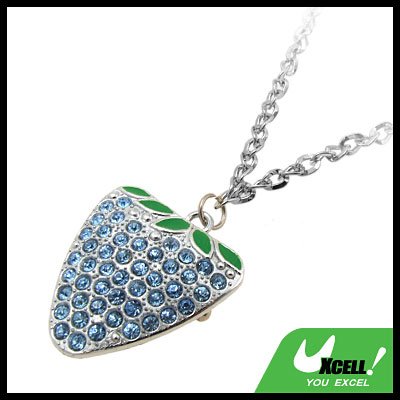 Fashion Jewelry Sapphire Color Strawberry Pendant Necklace Watch