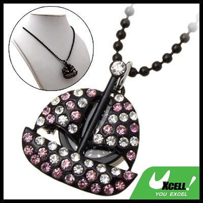 Fashion Jewelry Purple Rhinestone Sail Boat Pendant Lady's Sweater Chain Necklace Watch