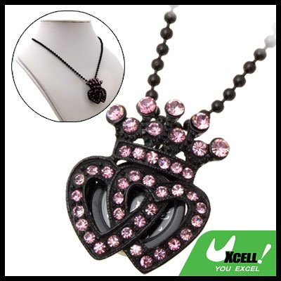 Fashion Jewelry Purple Rhinestone Crown Pendant Necklace Women's Watch