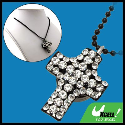 Fashion Jewelry Cross Pendant Rhinestone Chain Necklace Lady's Quartz Watch