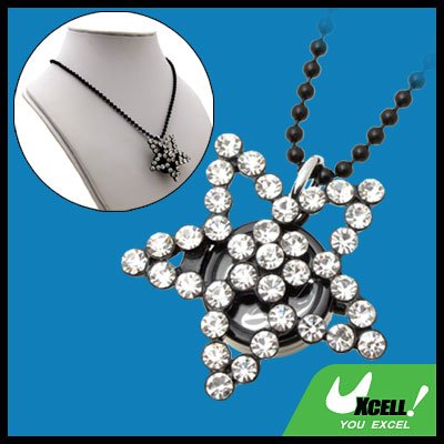 Fashion Jewelry Sweater Rhinestone White Star Pendant Necklace Lady's Watch