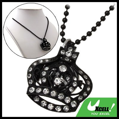 Fashion Jewelry Pure Rhinestone Crown Pendant Lady's Sweater Chain Necklace Watch