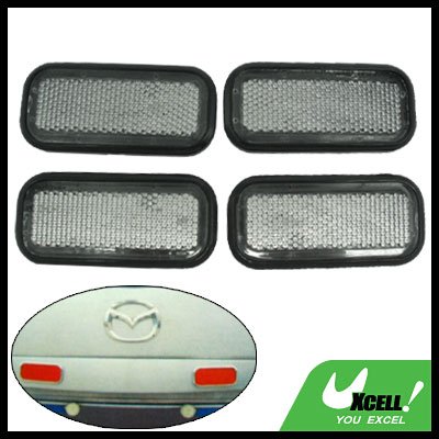 Cube Car Bumper Reflector Guard Set Sliver with Black Rim 4 Pieces (HL-6022)