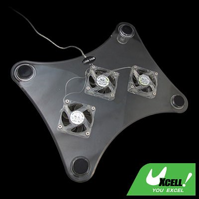 3 Fan USB Crystal Notebook Cooling Pad Cooler