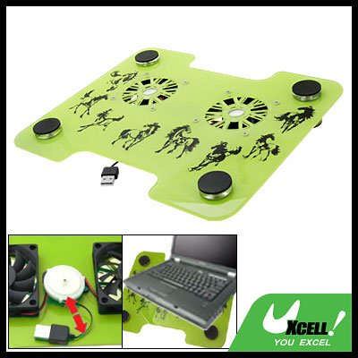 Chinese Horse Painting Double Fan Laptop Notebook Cooling Pad