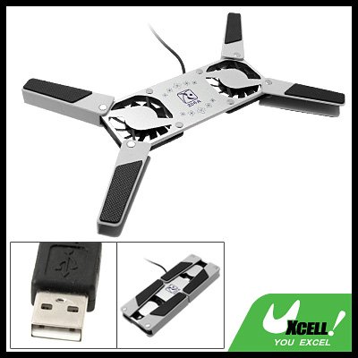 Anti-slip Folding Black USB Notebook 2 Fan Cooling Pad Cooler