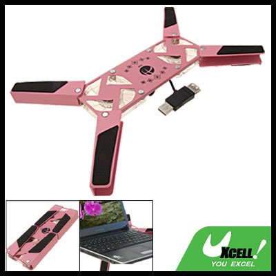 Pink Folding Notebook Laptop USB 2 Fans Cooling Pad Cooler