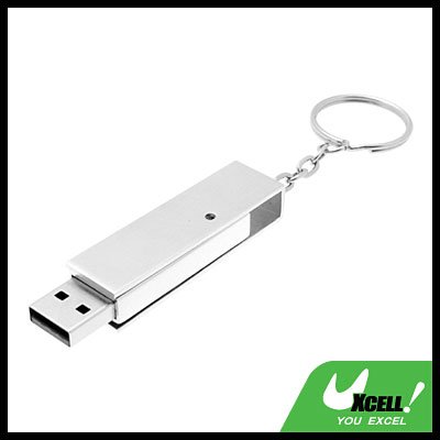 1GB USB Stainless Steel 2.0 Flash Memory Stick Drive w. Key Ring - Silvery