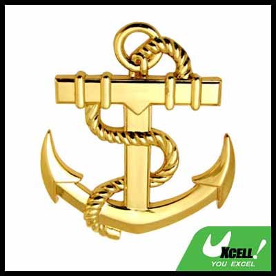 Car Accessories Golden Abstract Anchor Car Badge
