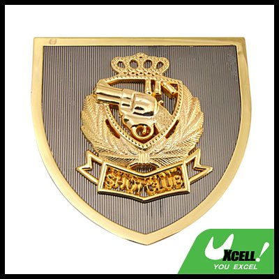 Gun Revolver Car Accessories Car Badge Emblem Golden